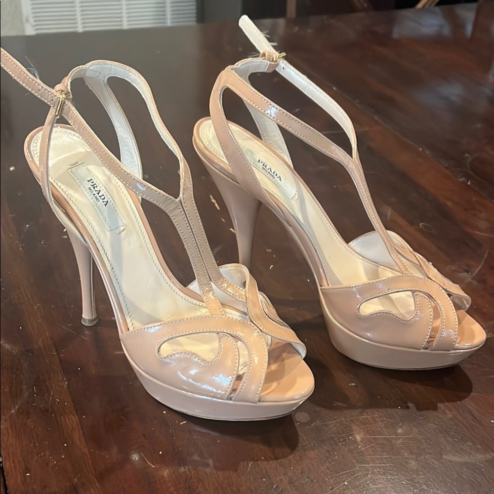 Prada Nude Heels with Intricate Straps size 6